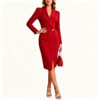 Natalie | Women's Notched Lapel Wrap Blazer Midi Dress