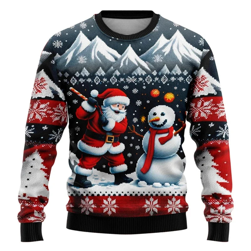 Siegbert | Men's Snowflake Print Crew Neck Christmas Blouse