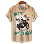 Gunner | Men's Short Sleeve Christmas Blouse with Santa Print