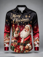 Cesaire | Men's Santa Print Button-Up Christmas Blouse