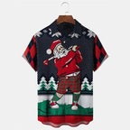 Torben | Men's Printed Button-Down Short Sleeve Christmas Blouse