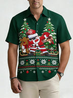 Dashiell | Men's Festive Print Short Sleeve Christmas Blouse