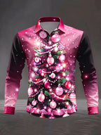 Quirin | Men's Snowflake Print Christmas Blouse with Collar