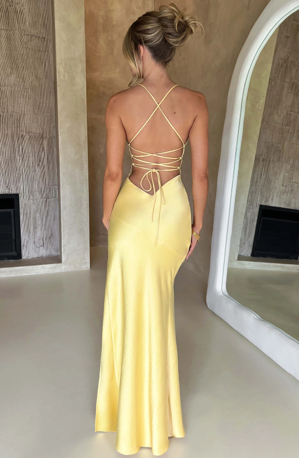 Livia | Women's V-Neck Pleated Cutout Maxi Dress