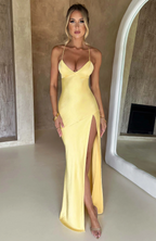 Livia | Women's V-Neck Pleated Cutout Maxi Dress