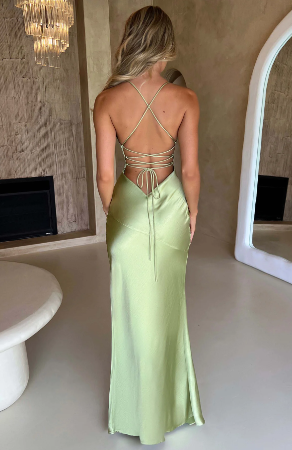 Livia | Women's V-Neck Pleated Cutout Maxi Dress