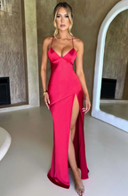 Livia | Women's V-Neck Pleated Cutout Maxi Dress