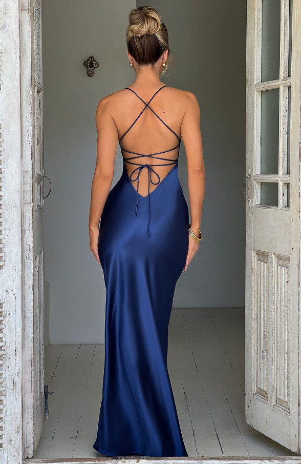 Livia | Women's V-Neck Pleated Cutout Maxi Dress