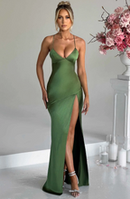 Livia | Women's V-Neck Pleated Cutout Maxi Dress