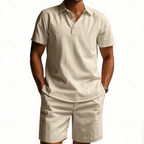 Soren | Men's Button-Front Short Sleeve Shirt and Shorts Two-Piece Set