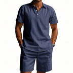 Soren | Men's Button-Front Short Sleeve Shirt and Shorts Two-Piece Set