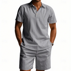 Soren | Men's Button-Front Short Sleeve Shirt and Shorts Two-Piece Set