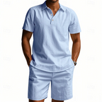 Soren | Men's Button-Front Short Sleeve Shirt and Shorts Two-Piece Set