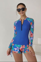 Yrsa | Women's High-Waisted Rashguard Swimsuit with Zip Front