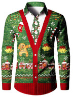 Ambros | Christmas Blouse Faux-Tailcoat Button-Down Shirt for Men
