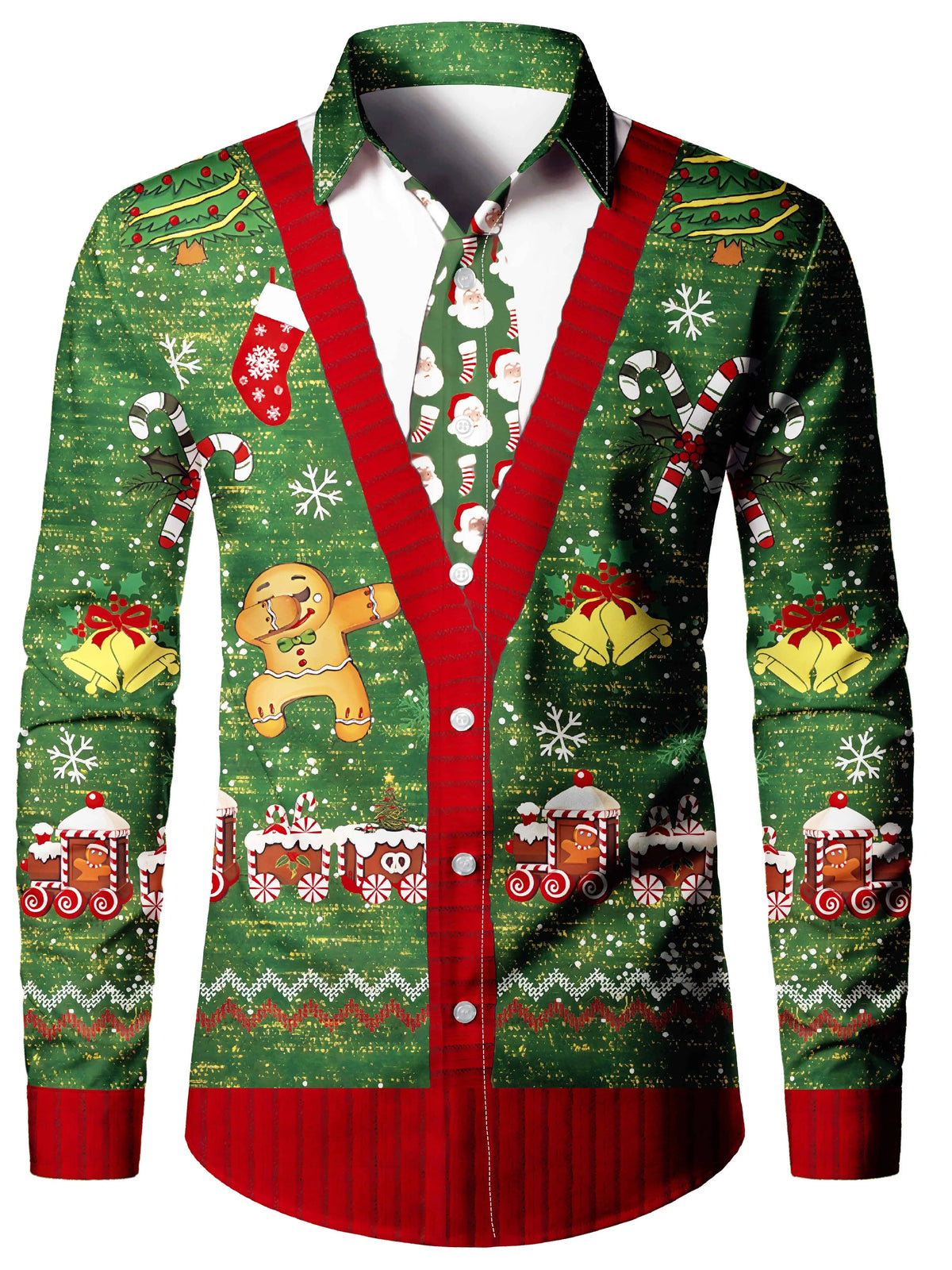Ambros | Christmas Blouse Faux-Tailcoat Button-Down Shirt for Men