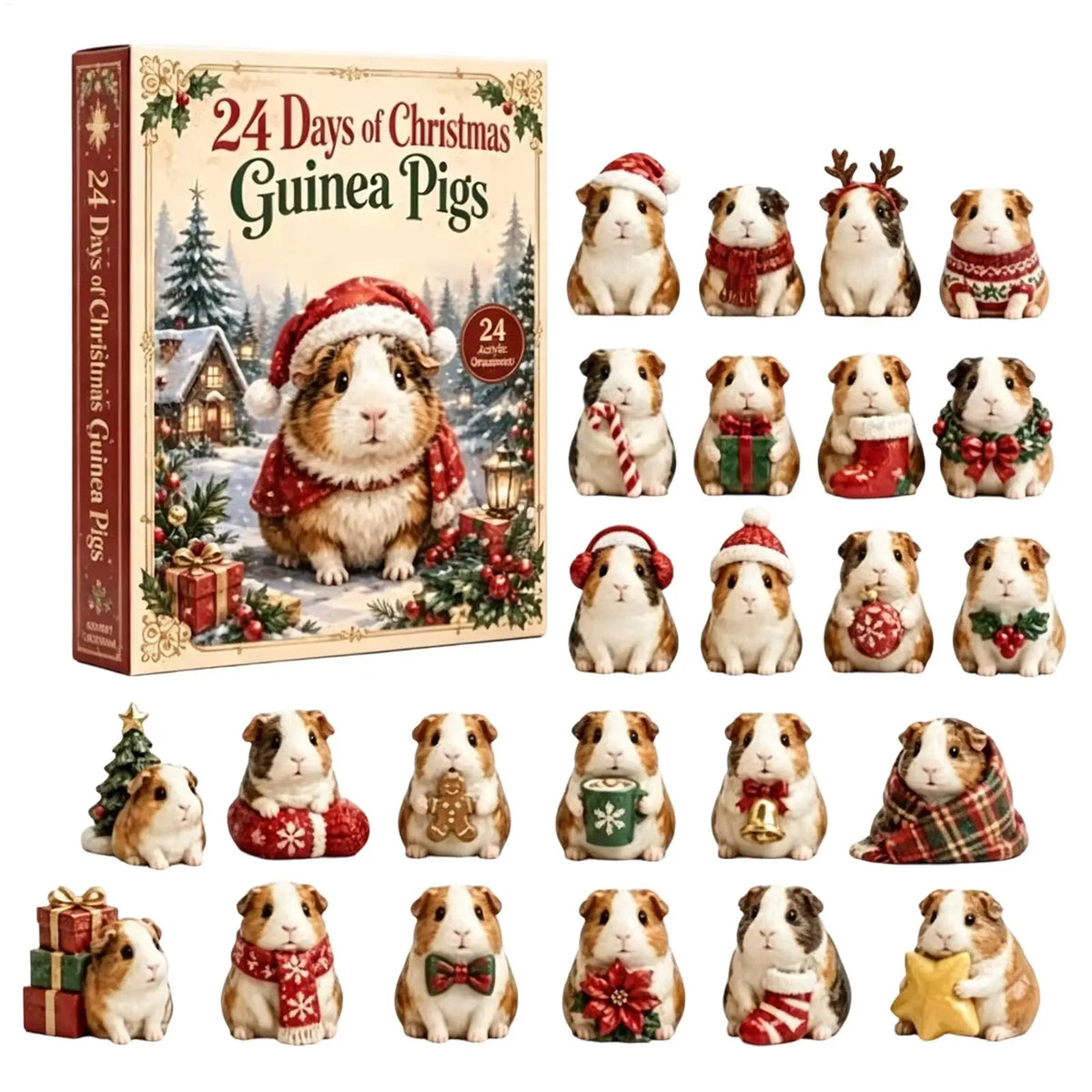 Douwina | Guinea Pig Advent Calendar Christmas Gift, 24 Pieces