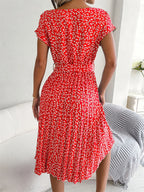 Nika | Women's Floral Pleated A-Line Midi Dress