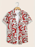 Mathieu | Men's Printed Short Sleeve Christmas Blouse