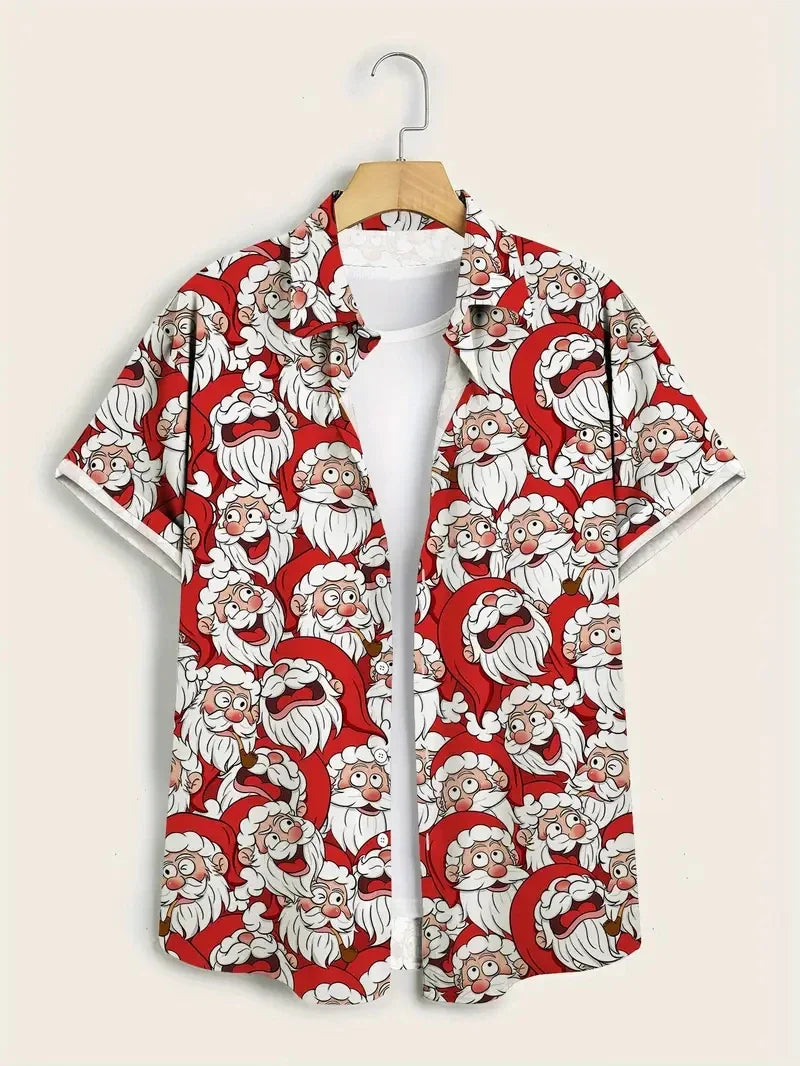 Mathieu | Men's Printed Short Sleeve Christmas Blouse