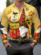 Jared | Men's Christmas Blouse with Santa Claus Print, Button-Up