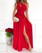 Evi | Women's One-Shoulder Wrap Maxi Dress with Slit