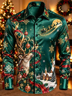Ingo | Men's Reindeer Print Christmas Blouse Button-Down