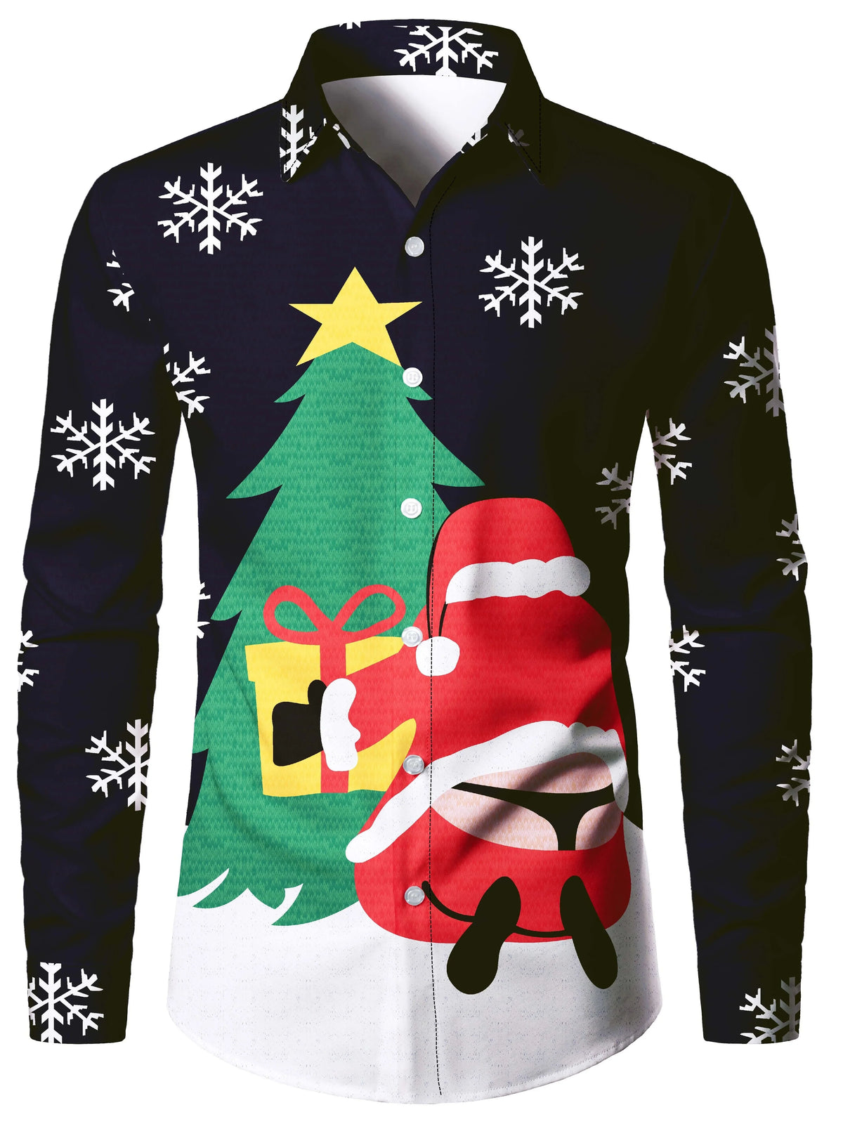 Ambros | Christmas Blouse Faux-Tailcoat Button-Down Shirt for Men