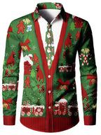 Ambros | Christmas Blouse Faux-Tailcoat Button-Down Shirt for Men