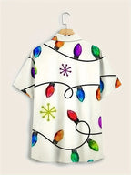 Jelte | Men's Santa Print Short Sleeve Christmas Blouse