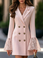 Maia | Women's Double-Breasted Lace-Cuff Blazer Dress