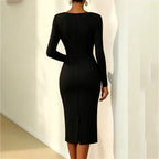 Vienna | Women's Asymmetric Rose-Detail Bodycon Midi Dress