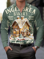 Jared | Men's Christmas Blouse with Santa Claus Print, Button-Up