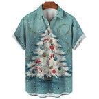 Gunner | Men's Short Sleeve Christmas Blouse with Santa Print