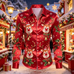 Louis | Men's Christmas Blouse with Gingerbread Print
