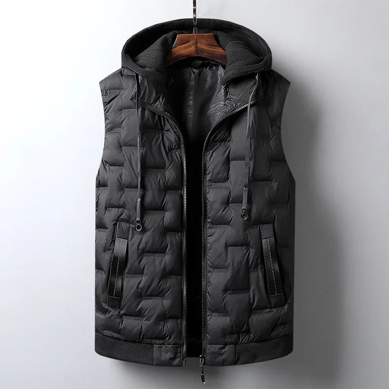 Vaughn | Men's Quilted Zip-Up Hooded Vest with Pockets