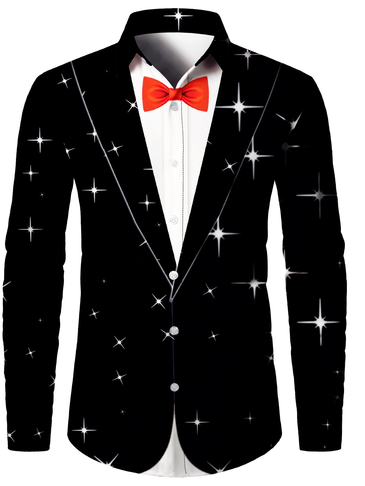 Ambros | Christmas Blouse Faux-Tailcoat Button-Down Shirt for Men