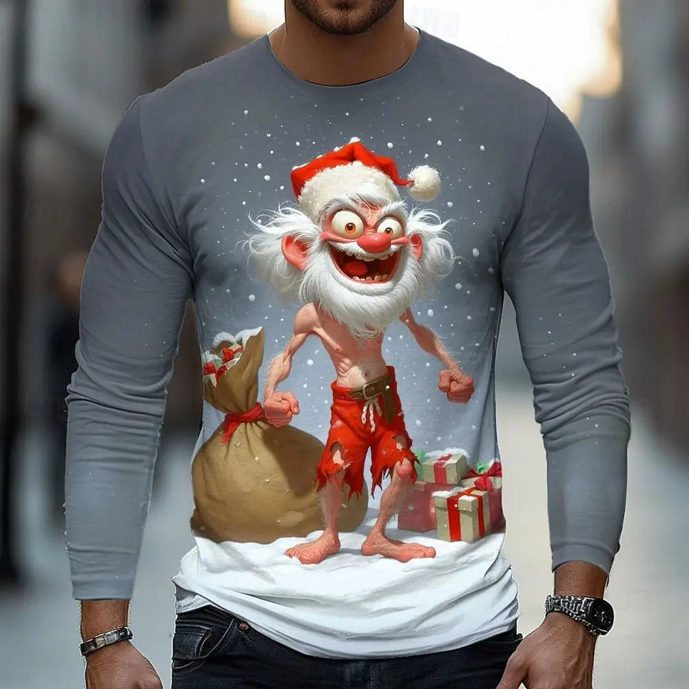 Dieuwe | Men's Funny Santa Print Christmas Blouse Crew Neck