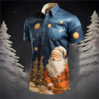 Gunner | Men's Short Sleeve Christmas Blouse with Santa Print