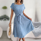 Nika | Women's Floral Pleated A-Line Midi Dress