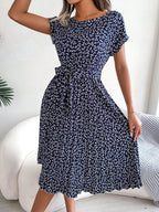 Nika | Women's Floral Pleated A-Line Midi Dress