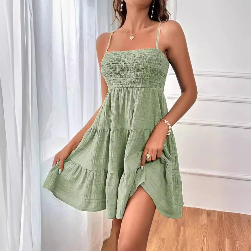Neele | Women's Smocked Bustier Tiered Mini Dress