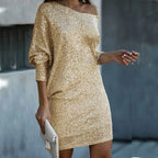 Elara | Women's Off-Shoulder Sequin Batwing Mini Dress