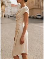 Lykke | Women's Draped Cowl-Neck Midi Dress