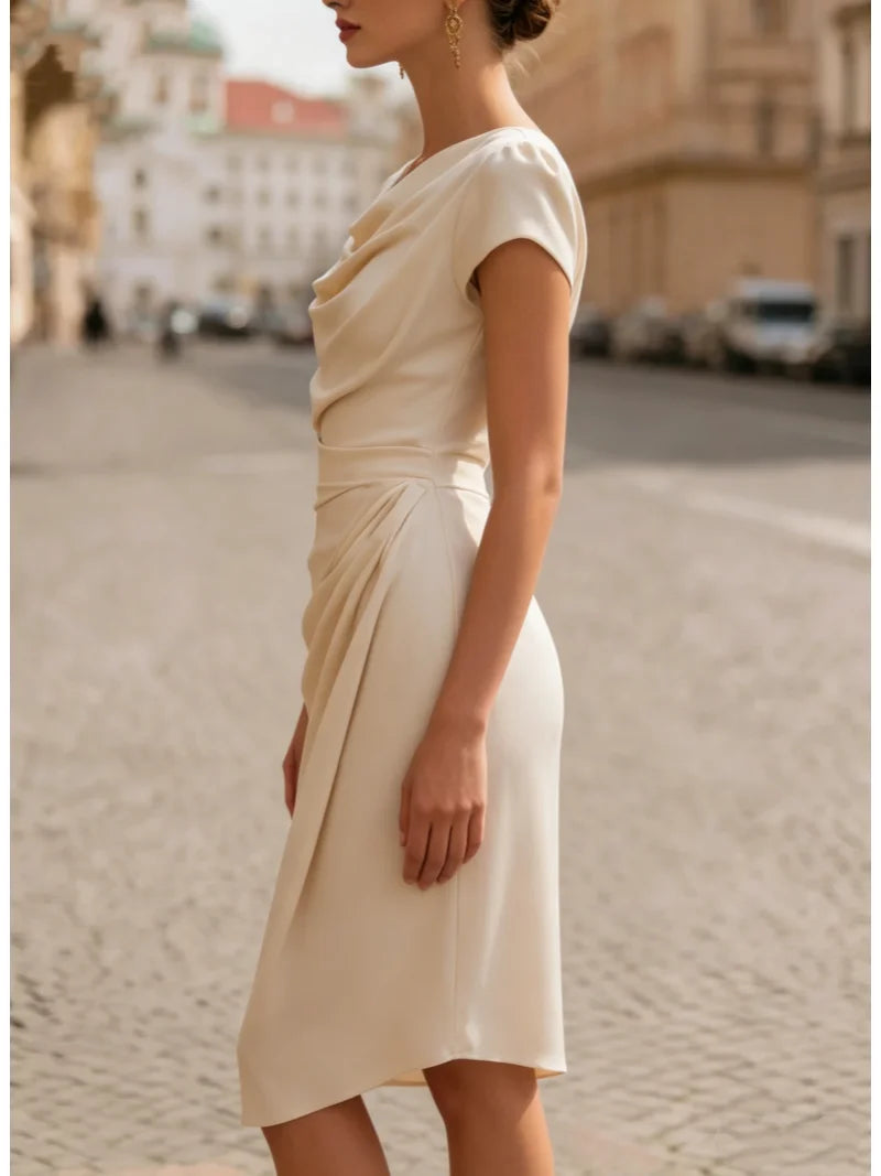 Lykke | Women's Draped Cowl-Neck Midi Dress