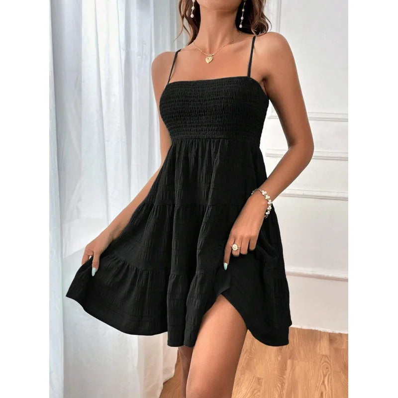 Neele | Women's Smocked Bustier Tiered Mini Dress