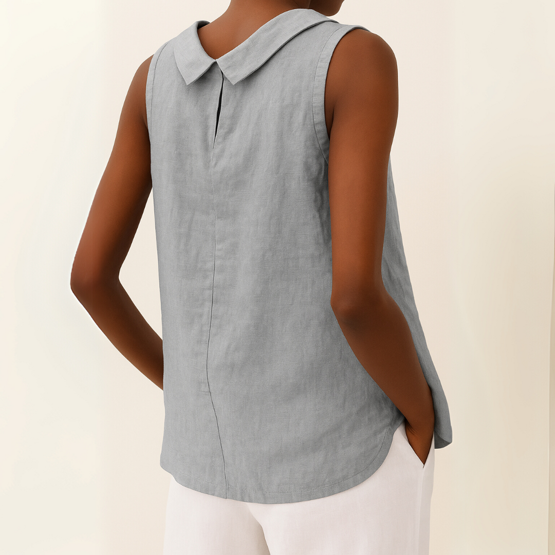 Birthe | Women's Mock Neck Sleeveless Top with Side Slit