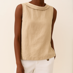 Birthe | Women's Mock Neck Sleeveless Top with Side Slit