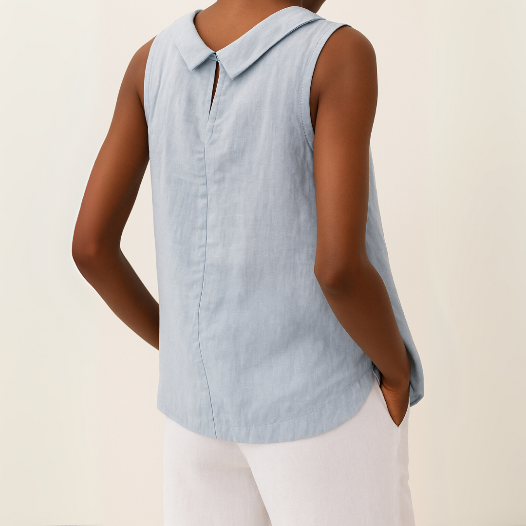 Birthe | Women's Mock Neck Sleeveless Top with Side Slit