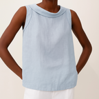 Birthe | Women's Mock Neck Sleeveless Top with Side Slit